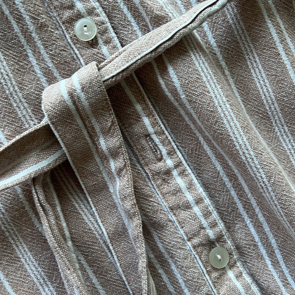Tan and white stripped button up dress size XXS - Picture 3 of 4